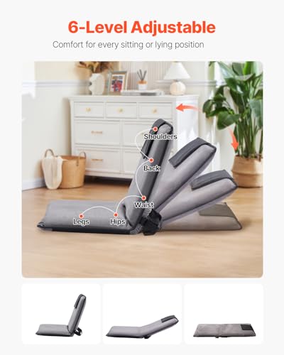 Image of VEVOR Floor Chair, 6-Position Adjustable Meditation Chair with Back Support, Folding Sofa Chair for Reading TV Watching and Gaming, Portable Floor Seat Lounge Sofa Chair for Kids Teens Adults, Gray