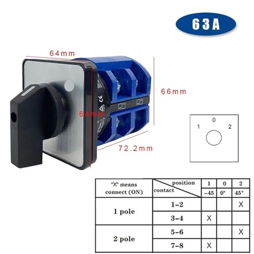 Sélecteur inverseur LW26-63 rotatif multi-positions à vis 2 pôles