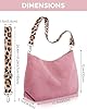 Prite Corduroy Tote Bag for Women with Zipper Large Capacity Shoulder Bags with Adjustable Strap and Pockets Waterproof Handbag for Work School Shopping Travel College (Pink) #3