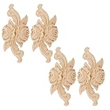 COHEALI Decor Vintage 4 PCS MUUEBLES DE Madera Apliques Tallado DIY Flor SIN DE LA DELECIóN DE Madera DELECTIVA para LA CALCOMANIA para GABINETE DE LA Cama DESPEJO Home Muebles