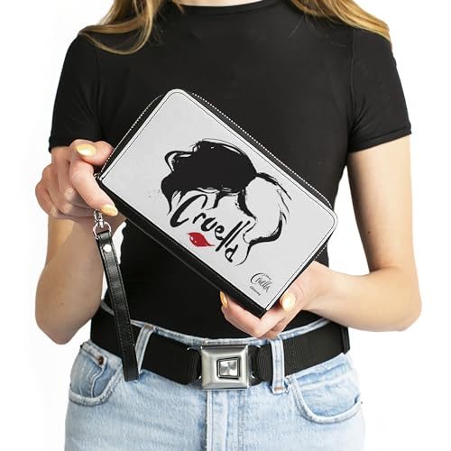 Buckle-Down Women's PU Zip Around Wallet Rectangle-Cruella de Vil, 7.5"x4.5"4
