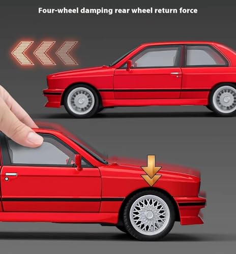 Image of LONGMIRE Metal Pull Back Diecast Car Pull Back Model with Sound Light Boys Gifts Toys for Kids Pack of 1, Multicolor (1:24 BMW M3 E30)