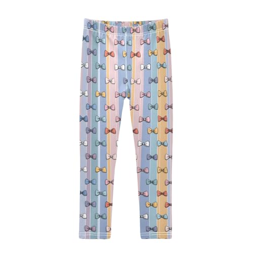 senya Girls Printed Leggings Yoga Pants Striped Bow Pattern for Kids in 4t to 10 Years, 4T