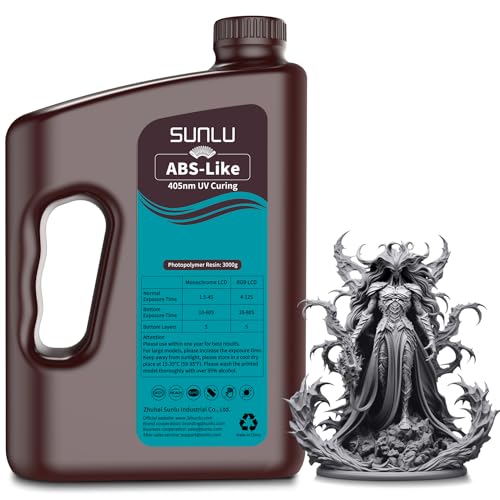 SUNLU 3KG ABS-Like Resin Dark Grey 3D Printer Resin for 4k/6k/8k LCD/DLP/SLA Resin 3D Printer 405nm UV Curing 3D Resin High Toughness Good Resistance Non-Brittle & High Precision Dark Grey 3000g