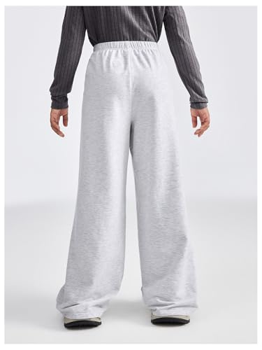 SweatyRocks Girl's Elastic Waist Wide Leg Sweatpants Letter Patched Workout Long Pants2