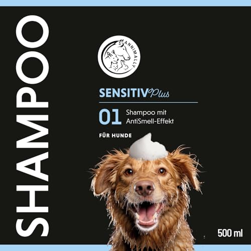 Annimally Sensitiv Plus Shampoo - Natürliches Hundeshampoo für Sensible Hunde & Welpen, Sanfte & ph-neutrale Reinigung mit Kokosöl, ohne Silikone, Parabene & künstliche Duftstoffe - 500 ml
