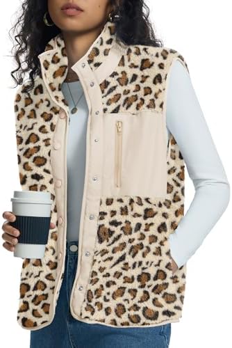 Kistore Teddy Fleece Weste Damen Ärmellose Weste Stehkragen Teddyjacke S-XL | Weste Leicht,Fleece Ärmellos,Teddyfell Weste,Teddywesten Lang