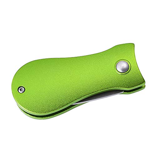 Mile High Life All Metal Foldable Golf Divot Tool With Pop-Up Button & Magnetic Ball Marker (Lime Green Bone) #TOP1