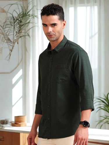 Image of COOL COLORS Men's Solid Slim Fit Casual Shirt | Breathable Soft Fabric | Spread Collar | Stylish Modern Comfort | Office, Party, Weekend Essential
