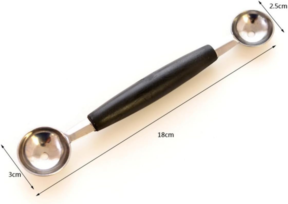 Black Double End Melon Spoon Set, 5 Piece Fruit Scoop Tool