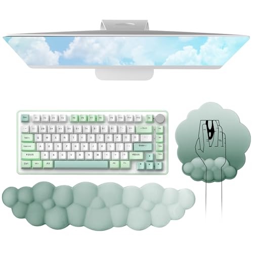 Handgelenkauflage für Tastatur & Maus, Ergonomische Memory-Schaum Handballenauflage mit Rutschfester Basis, Mousepad mit Handauflage, Atmungsaktiv Cloud Wrist Rest für Büro, Homeoffice, Gaming