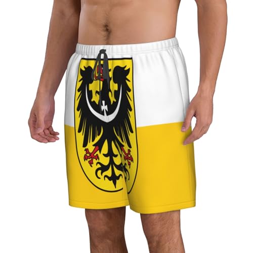 Silesian Flag Men's Beach Pants-Quick-Dry & Comfortable Mens Beach Shorts for Men, Perfect for Surfing and Everyday Wear White2
