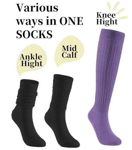 Image of Slouchy Socks for Women Stretchy Knee-High Scrunch Socks Soft Long Slouch Boot Socks