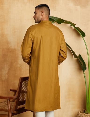 Image of Amazon Brand - Symbol Men's 100% Cotton Solid Long Length Casual Kurta - Regular Fit (Available in Plus Sizes)