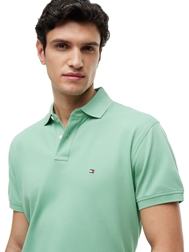 Image of Tommy Hilfiger Men's Short Sleeve Polo Shirts in Classic Fit with Stretch and Organic Pique Cotton