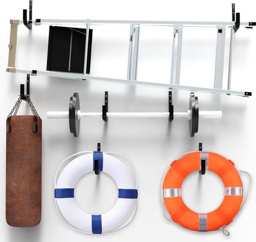 Robuste Leiterhaken, 9er-Set Schwere Last-Haken für Wandmontage, Garagenaufbewahrung, Wandhaken für Leiter, Fahrrad, Werkzeuge (H23 x L25 cm, 9 Stück)