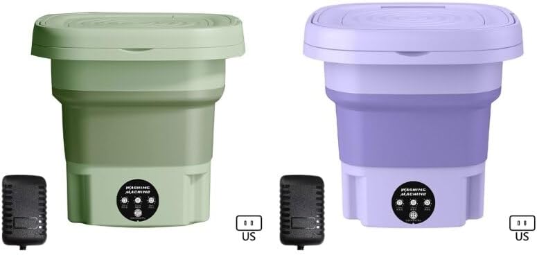 M2EE Foldable Washing Machine Automatic Portable Mini Underwear Sock Small Items 10W Washing Machine with Centrifuge 8L (Color : GN)