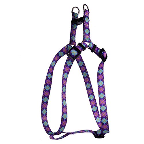Image of Yellow Dog Design Argyle Purple Step-in Dog Harness 1 inch Wide and Fits Chest Circumference of 25 to 40 inch, Large