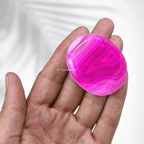 Image of Crystal Heaven Pink Onyx Palm Pebbles Stones For Anxiety Stress Relief Massage-Aaa Grade Original Healing Gemstone Agate Palm Stone For Yoga Meditation Spiritual Reiki Feng Shui