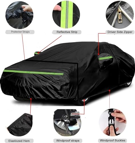 Image of 2026 Upgraded Car Cover for Jeep Wrangler 4 Dr /Unlimited 4 Door JK JL Car Accessories2006-2026, Waterproof Full Exterior Windproof Snow Proof Rain Sun Hail Protection with Door Zipper & Inner Cotton
