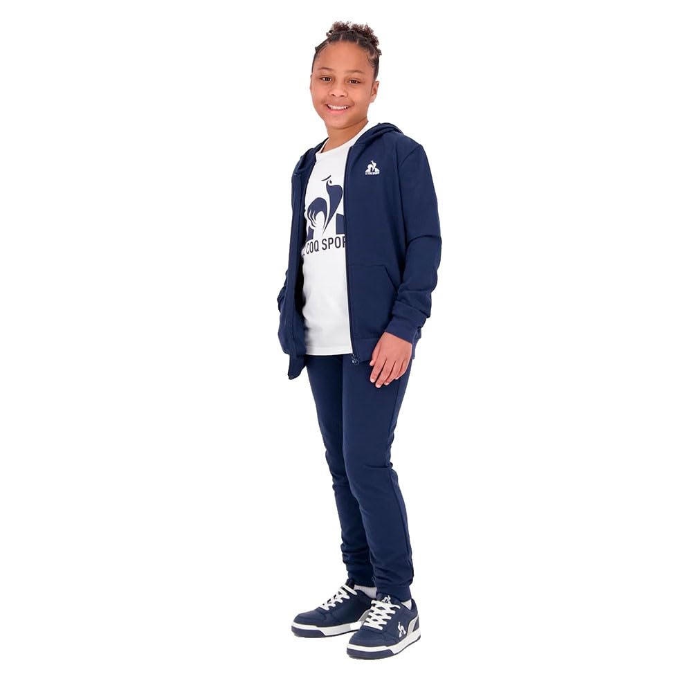 Le Coq Sportif - ESS Slim Pant N°1 Kids - Dwustronne spodnie joggingowe Slim Fit Bawełna Poliester 300gr - Elastyczny pasek z logo Sitodruk - 10 lat - Niebieskie światło