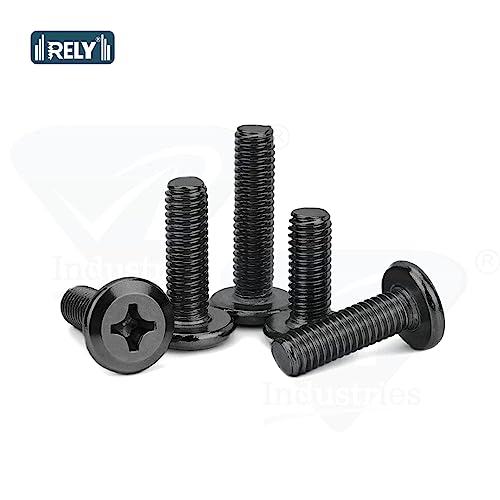 Image of Rely⇒VP INDUSTRIES (Pcs-25) M6x30 mm JCB Philips Flat Head Screw Black Zinc Finish | Flat Head Furniture Bolt Crib Bunk Bed Furniture Cot, Barrel Bolt, High Tensile Carbon Steel 10.9 Grad