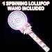 ArtCreativity Light Up Spinning Lollipop Fairy Wand, 12 Inch LED Princess Light Wand for Kids with Batteries Included, Great Gift Idea for Boys and Girls, Fun Pretend Play Prop, Carnival Prize