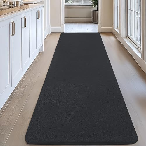 Image of Large Modern Runner Rugs for Living Room Bedroom, 2x8 Feet Dark Grey Ultra Soft Thickened Memory-Foam Indoor Rug, Comfy Aesthetic Solid Minimalist Carpets for Girls Boys Nursery Dorm Home Decor