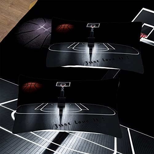 Tailor Shop Sports Basketball Comforter Set For Boys Teens Men Black Basketball Court Comforter Basketball Quilt Bedding Set Soft Lightweight Microfiber Twin Size With 1 Comforter 1 Pillowcase… #TOP3