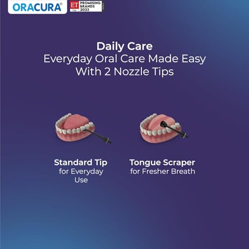 Image of ORACURA Smart PLUS Water Flosser OC200 LITE Black comes with 2 Nozzle tips | Portable & Rechargeable | Custom 8 Water Pressure Settings | 200ml Water Tank Capacity | IPX7 Waterproof | 365 Days Warranty