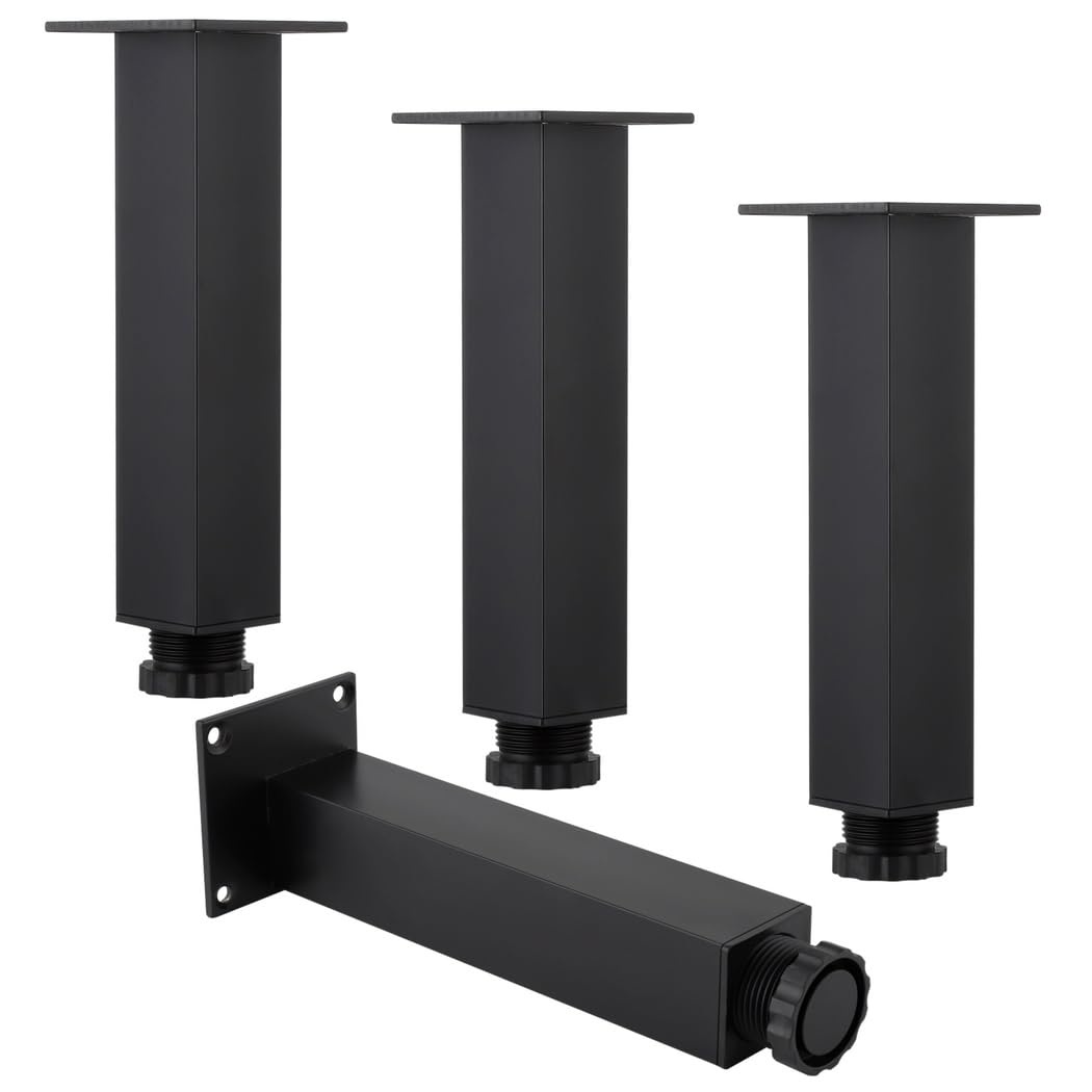Pieds de meubles carrés réglables noir mat 200 mm pour moderniser le mobilier du salon