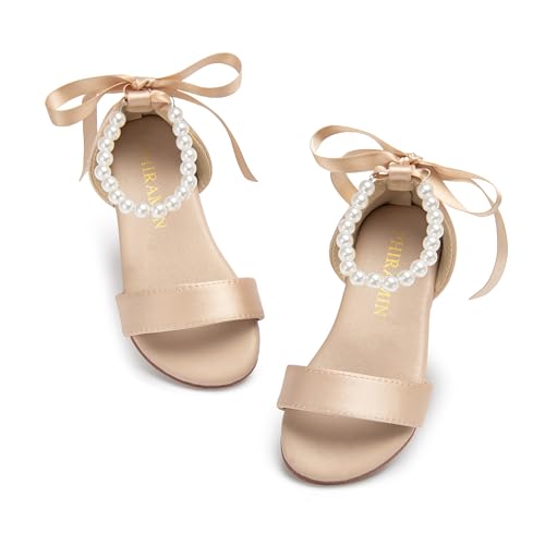 Image of PHIRAMIN Toddler Girl Sandals - Flower Girl Dress Shoes Open Toe Little Kid Wedding Party