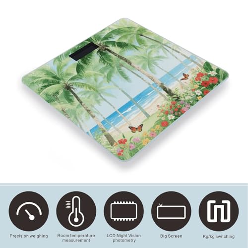 Báscula Digital de Baño Tropical Plants con Pantalla LED miniatura 3
