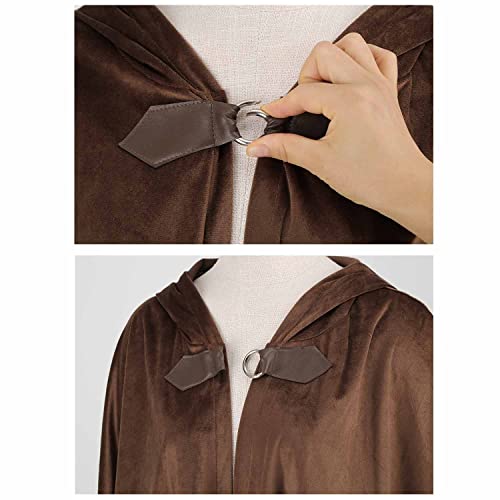 LMYOVE Men Hooded Cloak, Adult Medieval Renaissance Costume with Hood, Velvet Cape Halloween Dress Up