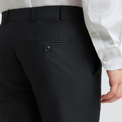 Image of Raymond Men's Mid Rise Polyester Blend Solid Pattern Slim Fit Flat Front Formal Trouser