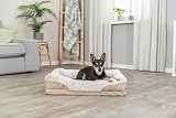 Trixie orthopädisches Hundebett Vital Lino 70 × 55 cm in beige - hochwertiges Hundekissen mit Memory Schaum - Hundekorb für ältere Hunde - gelenkschonend und entlastend – 374055