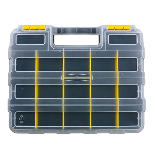 Organizador de tornillo - Divisores extraíbles de doble cara 32x27x8 cm | Caja de almacenamiento para pernos y tornillos para clavos, organizador de piezas pequeñas de 34 compartimentos para nueces