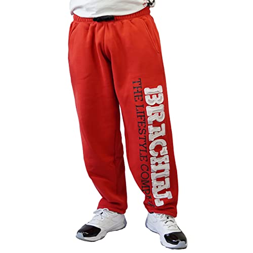 BRACHIAL® Bodybuilding Hose Herren [lockerer Schnitt, robuster Stoff] Rot L | Fitness Kleidung | Bodybuilding | Pumperhose | Pants Men | Gym Clothing