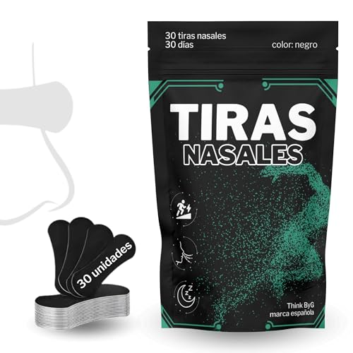 Think ByG 30 Tiras Nasales Deportivas Negras – Mejora la Respiración y el Rendimiento – Adhesión Firme y Resistente al Sudor – Antironquidos – Pack para 30 Días