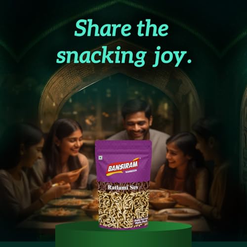 Image of Bansiram Namkeen | Ratlami Sev | Traditional Spicy Authentic Ratlami Snack | Crispy & Flavorful | Ready to Eat | 400g Pack