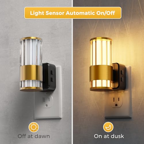 Image of L LOHAS LED Night Light, Night Lights Plug into Wall, 2 Pack 10-Color RGB Change Nightlights,10 /50 /100LM Adjustable Automatic Nightlights Plug in with Dusk to Dawn Sensor for Room Bathroom Hallway