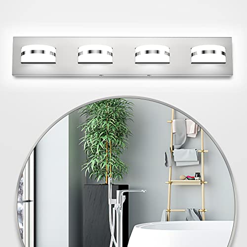 NOVELUX LED Bathroom Vanity Light Over Mirror 360° Rotatable 4 Lights, Dimmable 26 inch 18W Modern Chrome Vanity Lighting, Acrylic 5500K Vanity Light Fixtures for Bathroom, ETL Listed NOVELUX LED Bathroom Vanity Light Over Mirror 360° Rotatable 4 Lights, Dimmable 26 inch 18W Modern Chrome Vanity Lighting, Acrylic 5500K Vanity Light Fixtures for Bathroom, ETL Listed