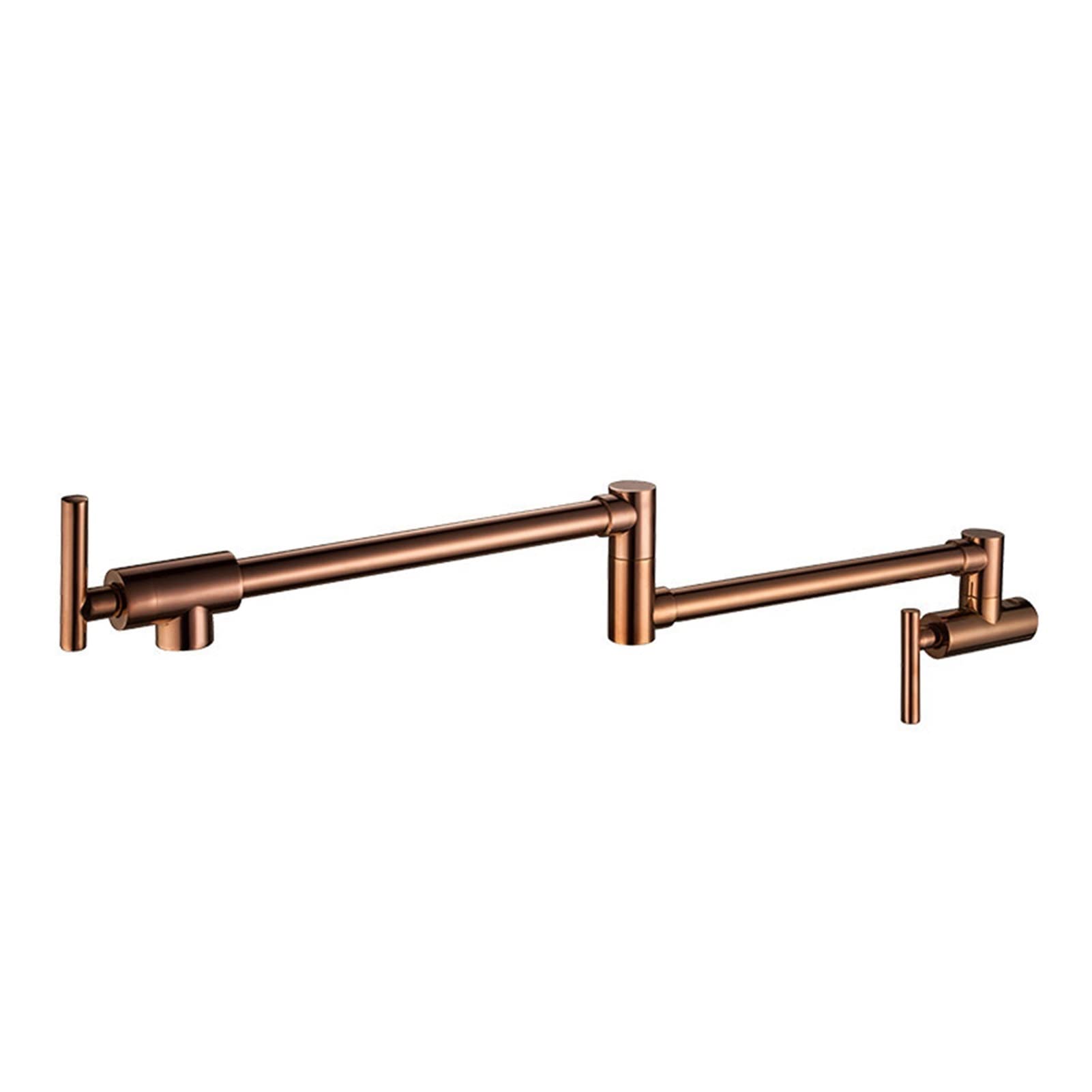 Kran umywalkowy, Mosiądz naścienny Mosiądz Pojedynczy zimny garnek Foller Faucet Tap Double Joint Spout Rose Gold Wall Montowane Kran kuchenny