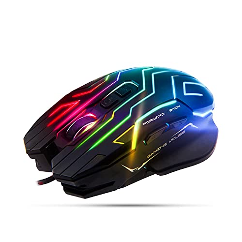 Meetion Souris de jeu légère avec 6 boutons, 200 à 800 DPI, rouleau antidérapant 3D, souris d'ordinateur RGB Gamer, ordinateur portable, PC Gaming