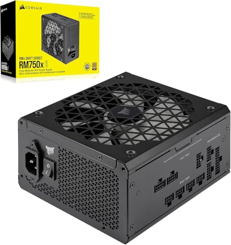 CORSAIR RM750x Shift Fully Modular ATX Power Supply - 80 Plus Gold - ATX 3.1 - PCIe 5.1 - Zero RPM - Modular Side Interface - Black (Renewed)