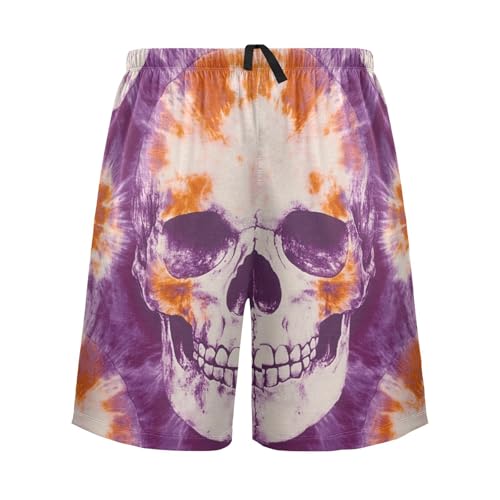 Men's Short Pajama Bottoms Tie-dyed Skeleton Grunge Home Casual Sleep Pants