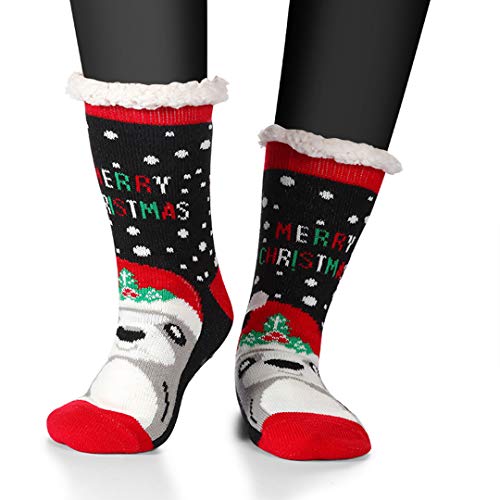 MaxNova Women's Winter Warm Cozy Fuzzy Fleece Slipper Socks Christmas Gift3