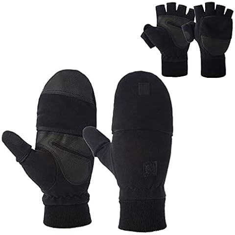 MINIDUO Outdoor Gloves Convertible Mittens Flip Fleece Fingerless Gloves Windproof Cover