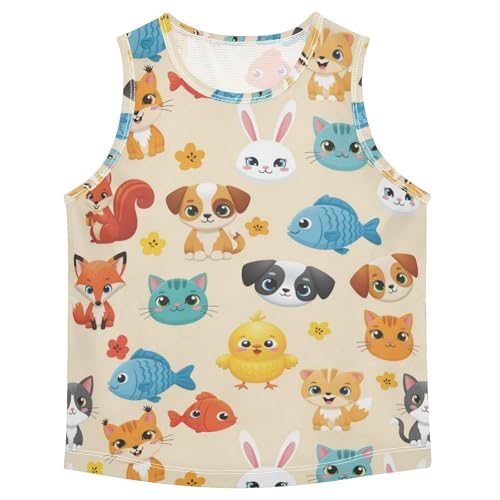 J JOYSAY Cartoon Dog Fox Rabbit Boys Tank Top Sleeveless Muscle Shirts Quick Dry Sport Workout Active Kids T-Shirts 3-15T