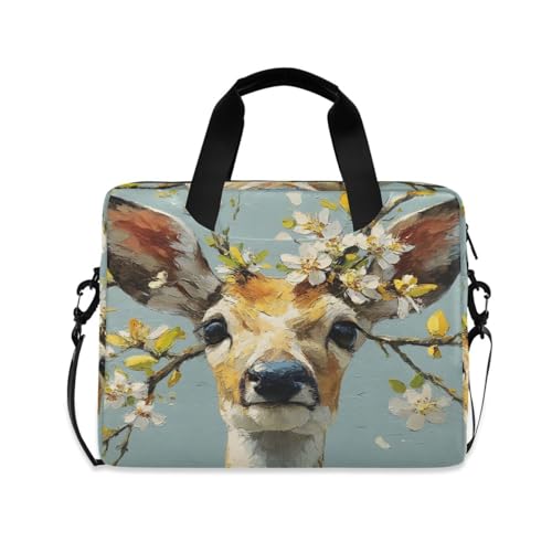 Bolso para laptop de hombro con estampado Floral Deer miniatura 1